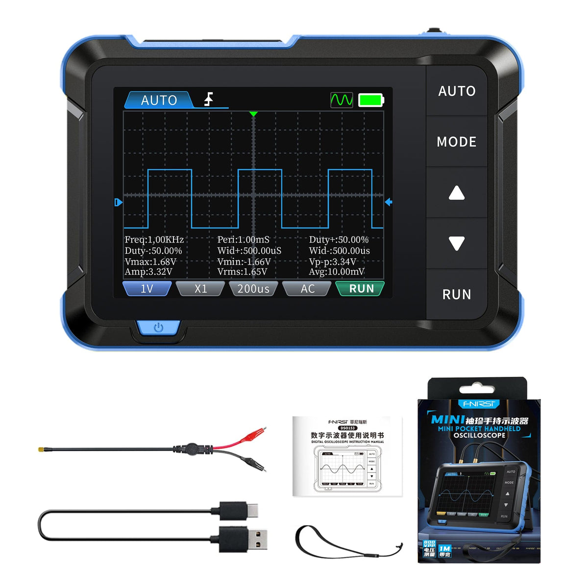 FNIRSI DSO-153 Mini-oscilloscope avec générateur de signaux – 1 MHz de bande passante, 5 MS/s, écran 2,4" – Image 2