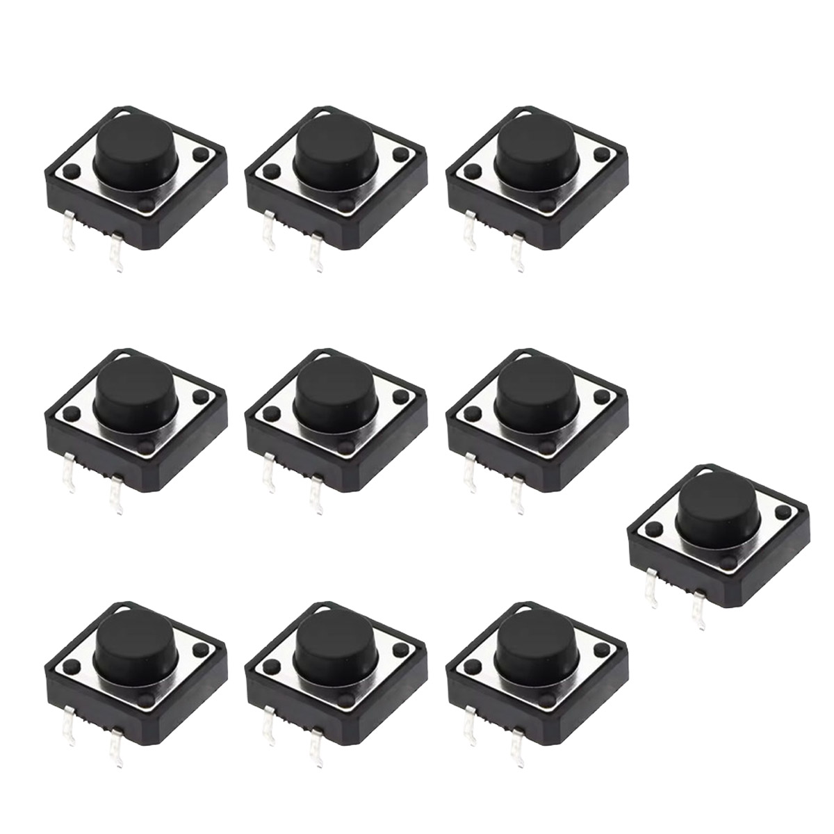 10x Boutons 12x12x6mm THT à pression Micro-interrupteurs 4 broches pour Arduino, clavier et prototypage
