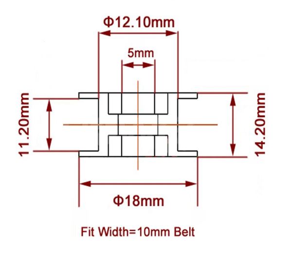 Poulie GT2 20 dents alésage 5 mm avec roulement à billes pour courroie crantée 10 mm – Image 6