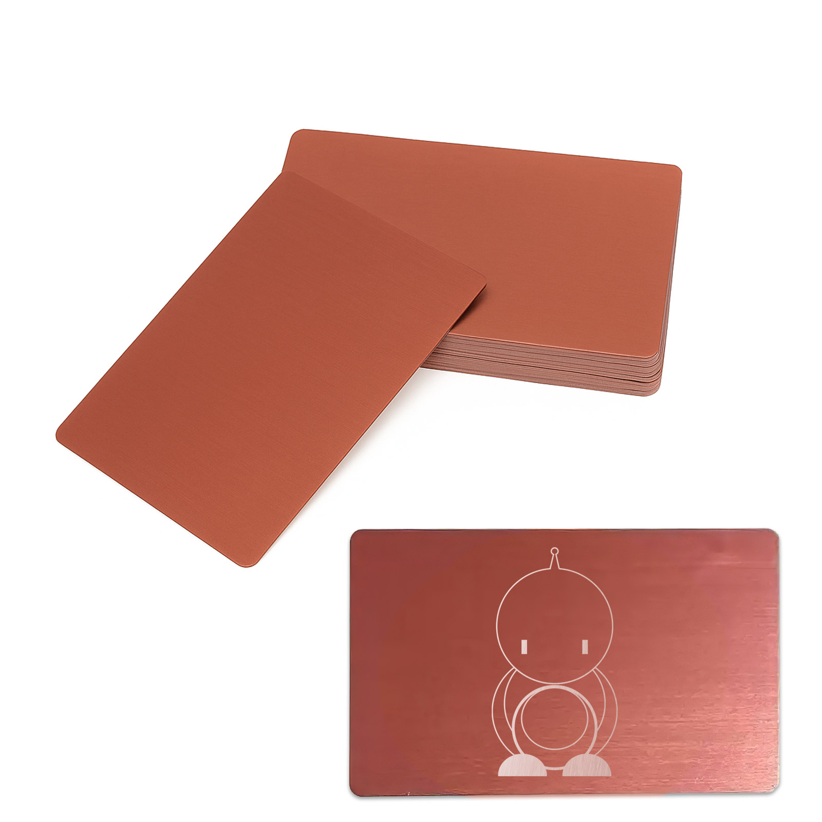 50x cartes de visite métalliques brutes or rosé