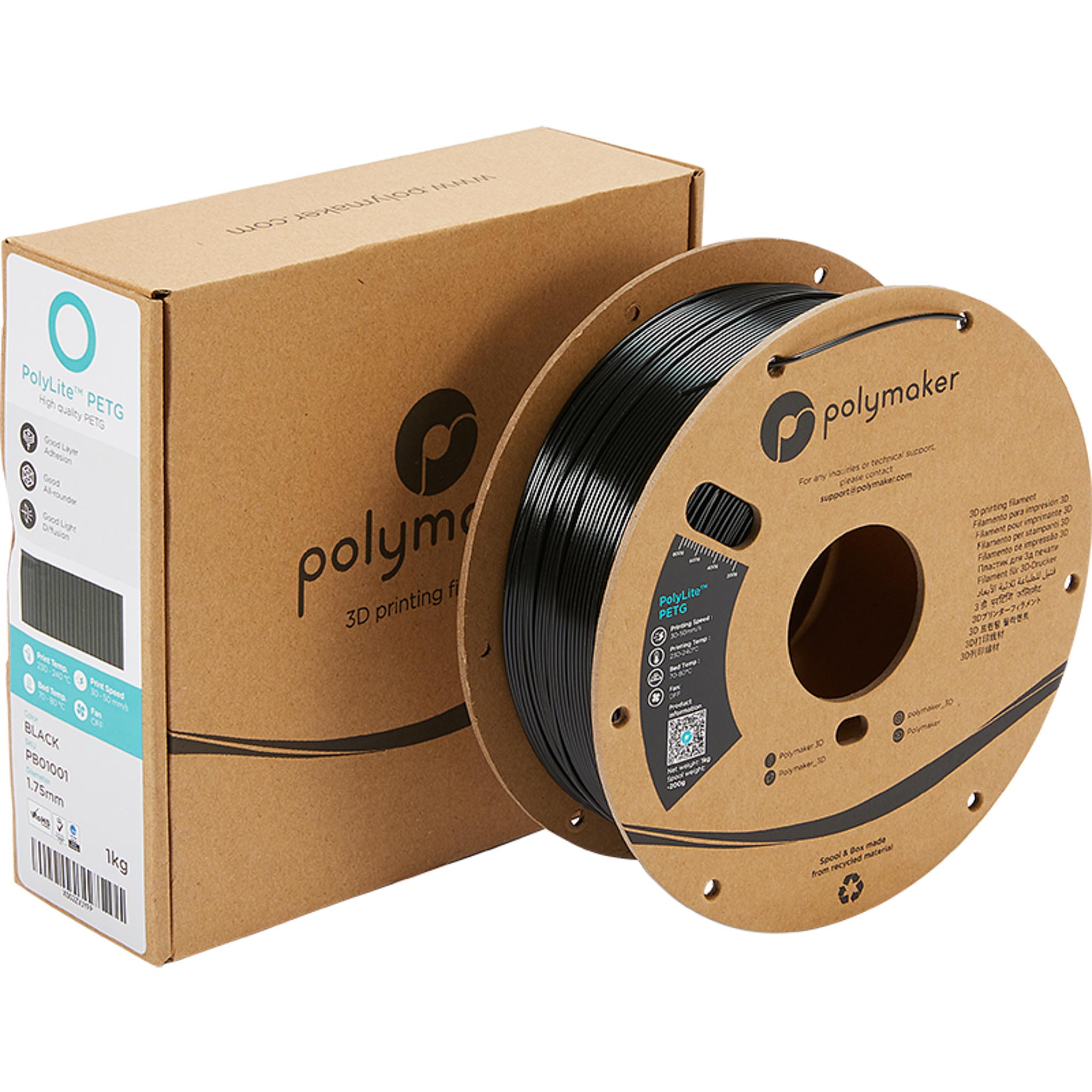 Filament Polymaker PolyLite PETG Noir 1,75 mm 1 kg – Image 3