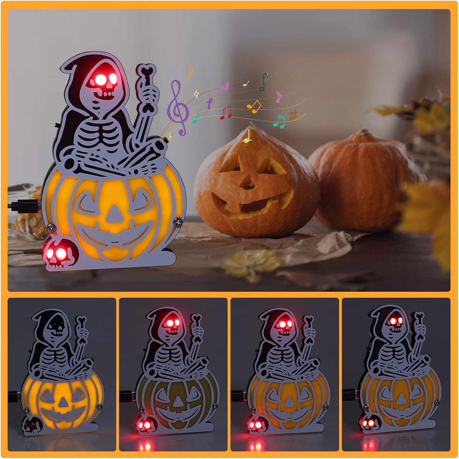 Kit Halloween LED citrouille squelette