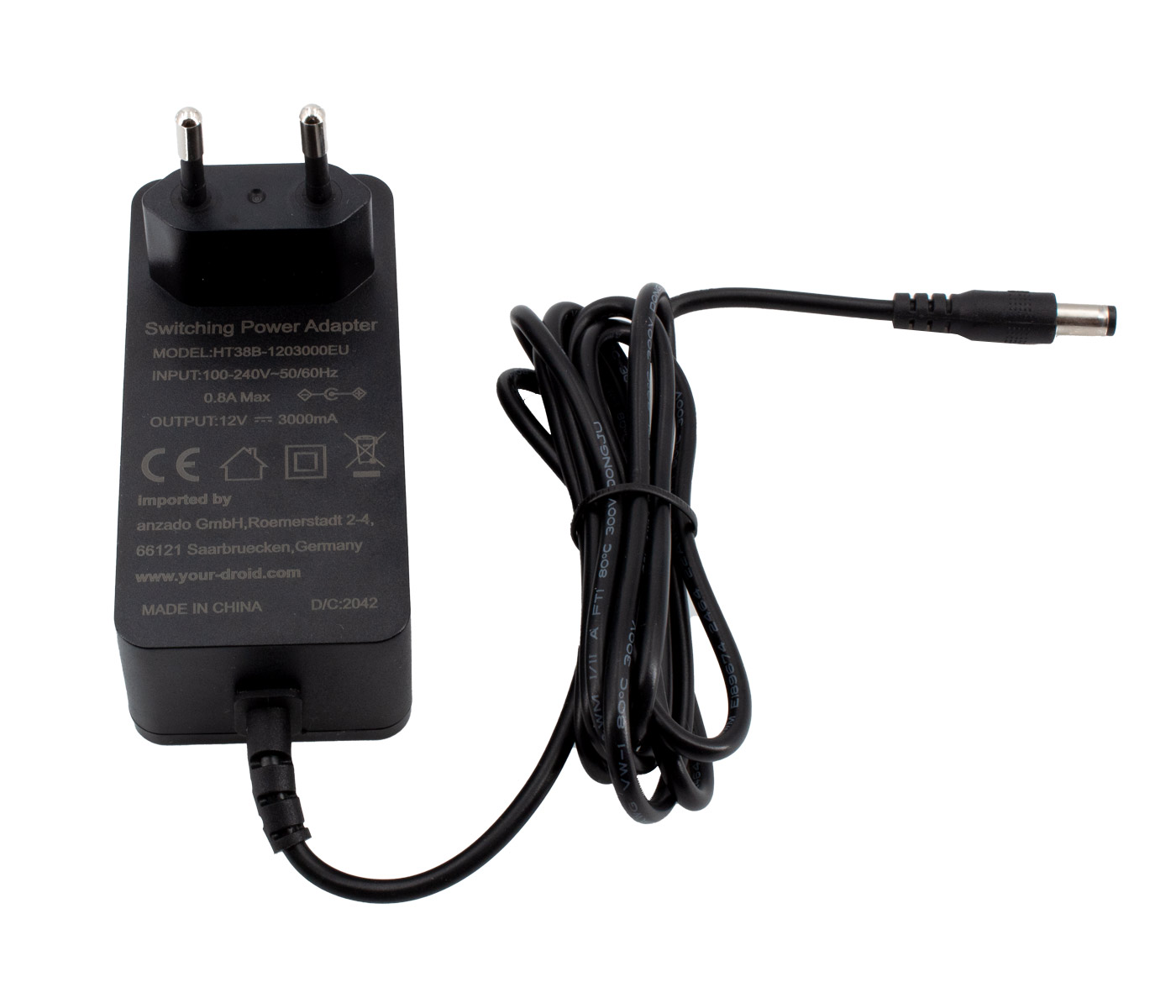 yourDroid Alimentation 12V 3A 5,5x2,1mm connecteur DC – Image 3