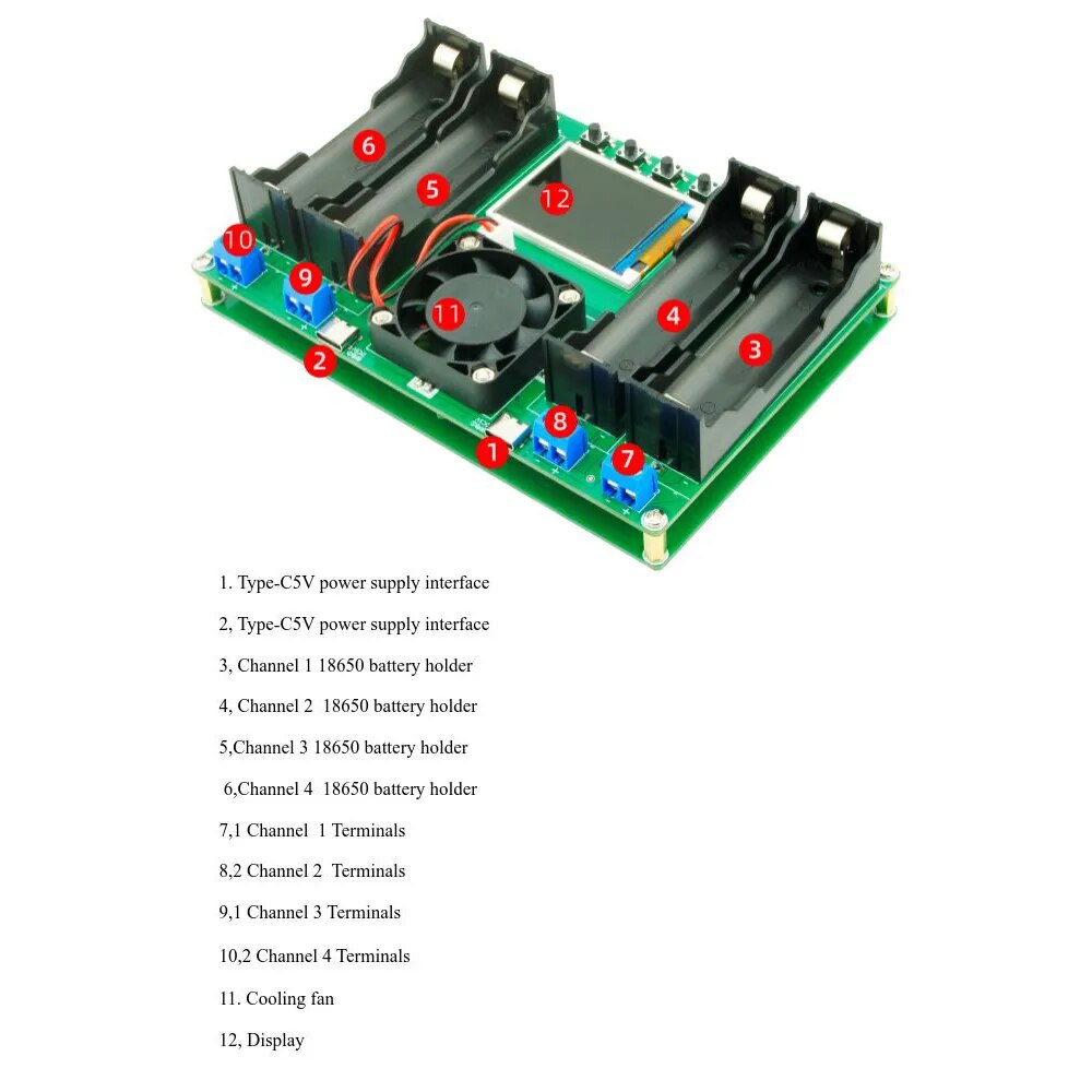 Testeur de capacité 4 canaux pour accumulateurs Lithium Li-Ion 18650 3,7-4,2V – Image 6