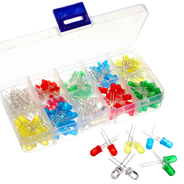 300 LEDs colorées 5 mm 3 mm triées dans une boîte en plastique