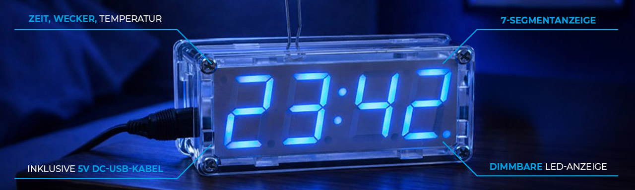 Kit Horloge électronique avec affichage 4 bits Bleu