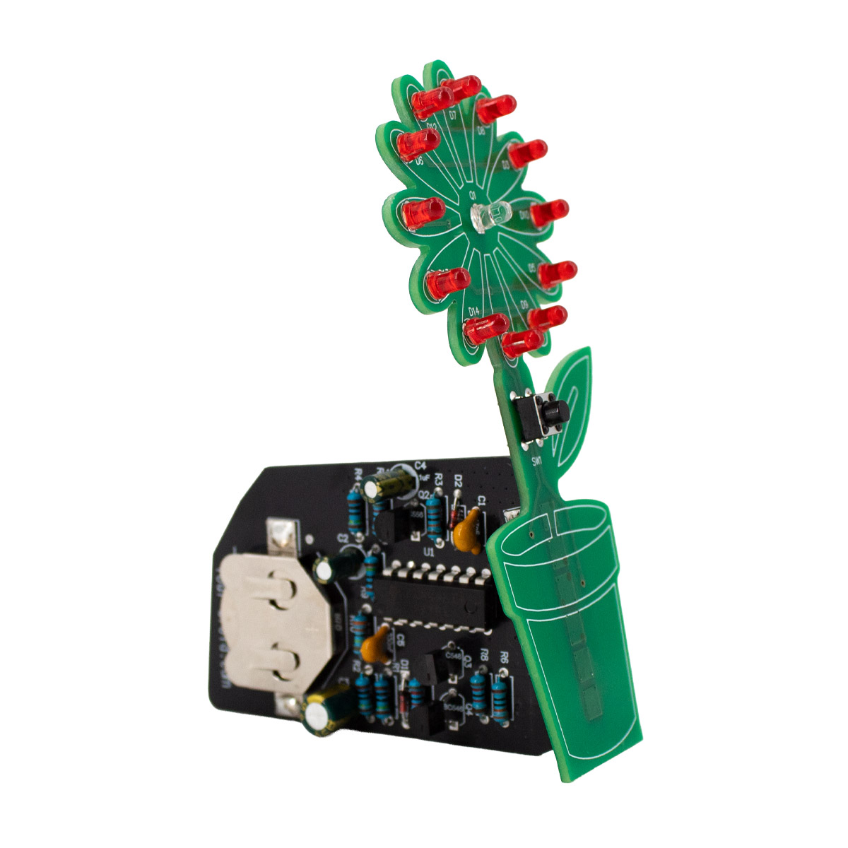 Kit fleur LED – Projet interactif de soudure avec capteur de lumière et bouton (6V, 10x7 cm) – Image 3