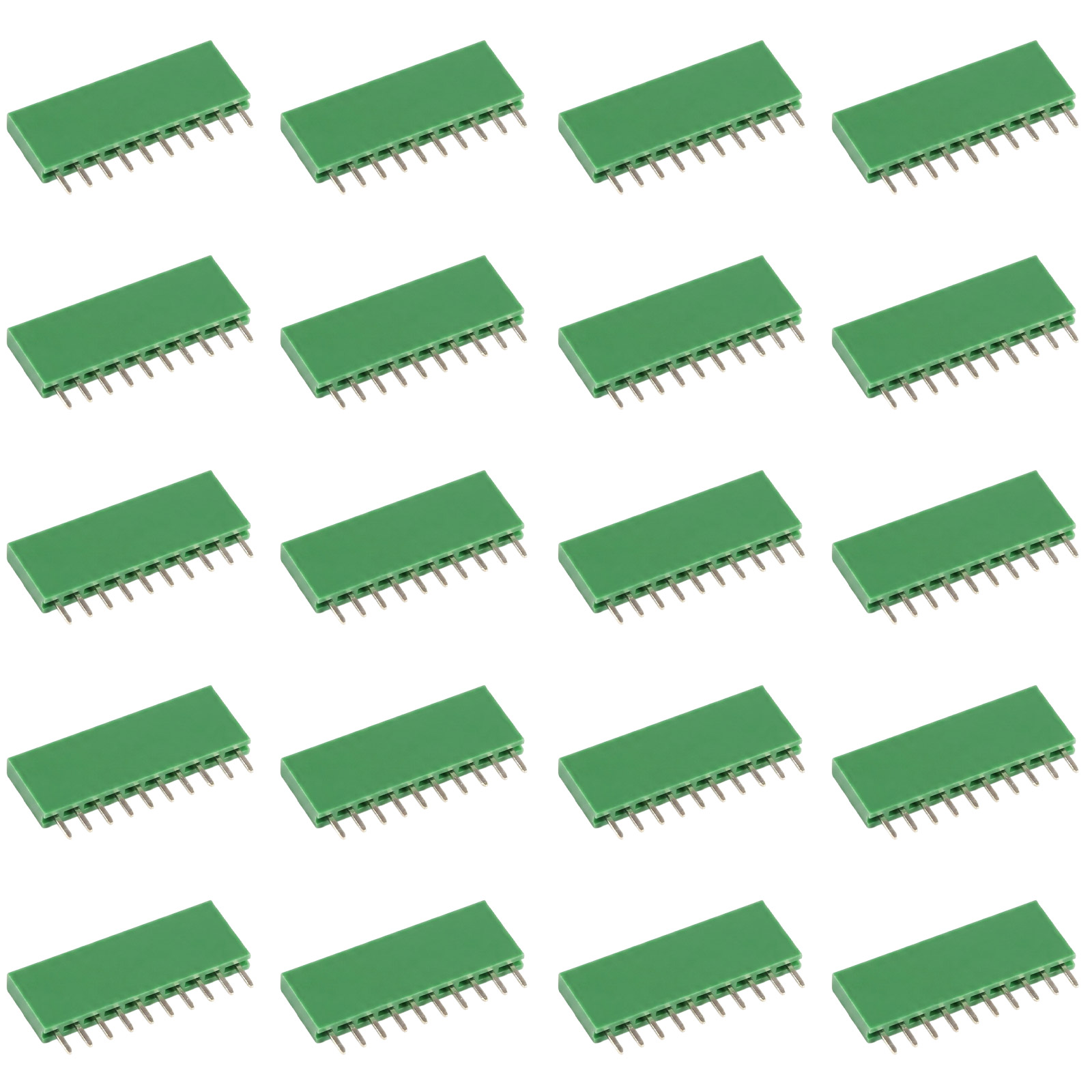 20x barrette femelle 10 broches 2,54 mm verte