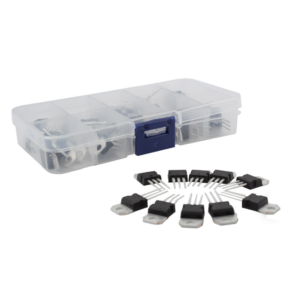 Kit de régulateurs de tension 50 pièces à 10 modèles L7805/7806/7812/7824/LM317