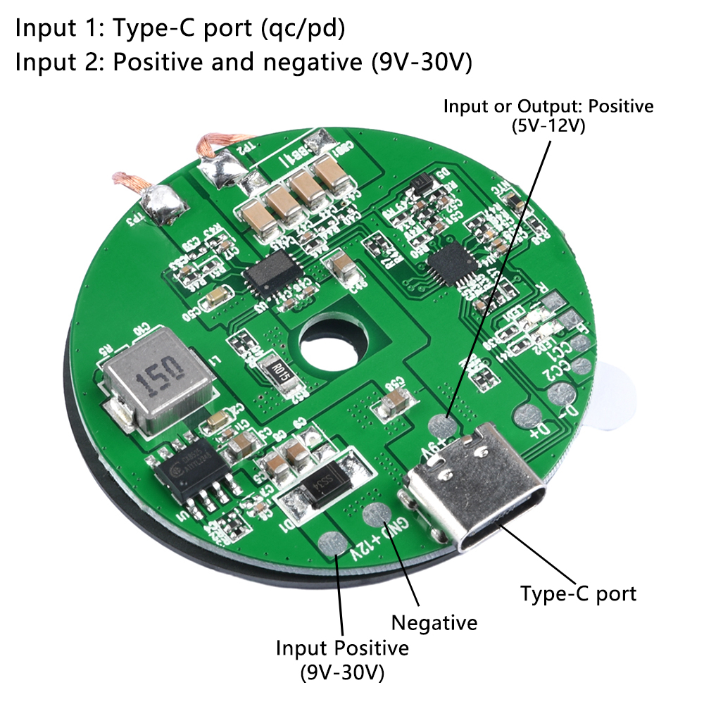 Module de chargeur sans fil haute performance DC 5–12V 20W – Circuit de charge rapide Type-C pour appareils mobiles – Image 6