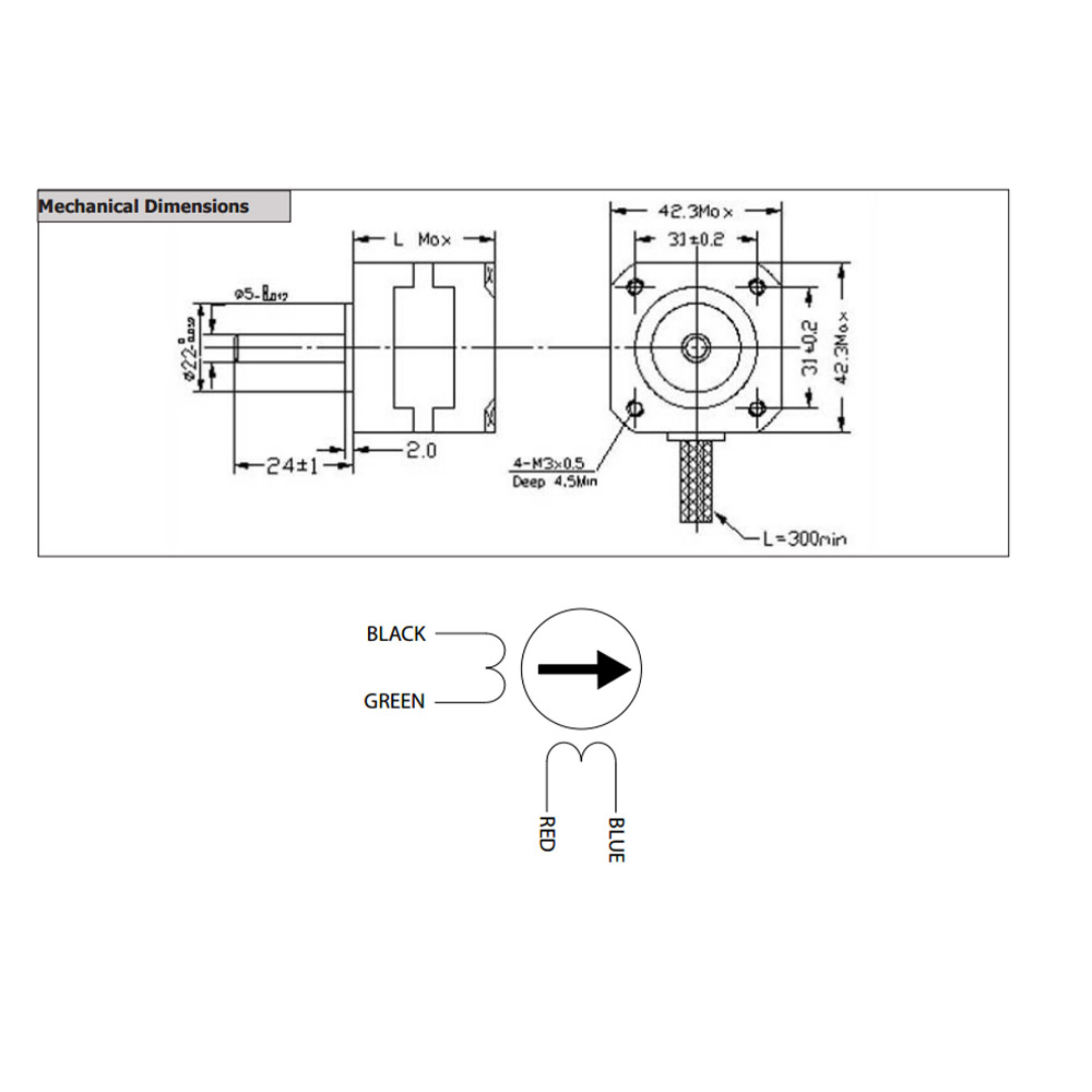 Moteur pas à pas Nema 17 original Wantai 42BYGHW811 – Image 2