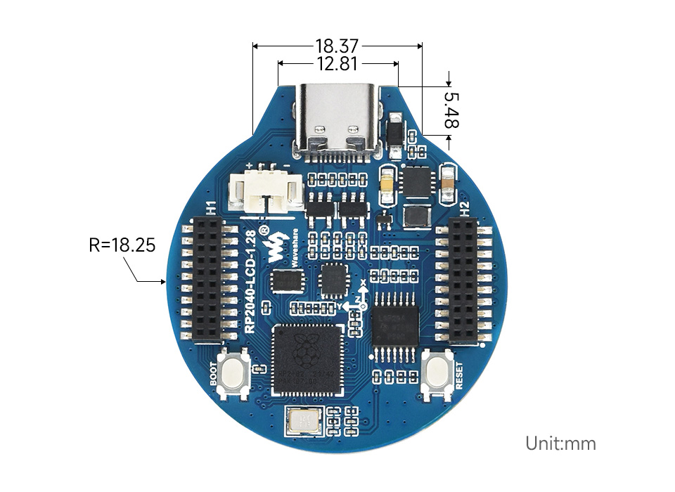 Carte Waveshare RP2040 avec écran 1,28" 240x240 rond – Image 10