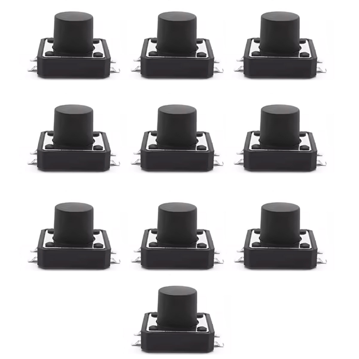 10x Boutons 12x12x8,5 mm CMS – Bouton-poussoir pour montage sur carte