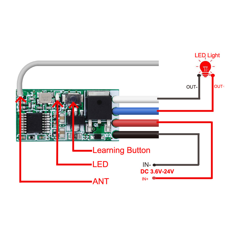 Module relais RF 433 MHz avec télécommande 1 canal DC 3,6 V-24 V – Image 3