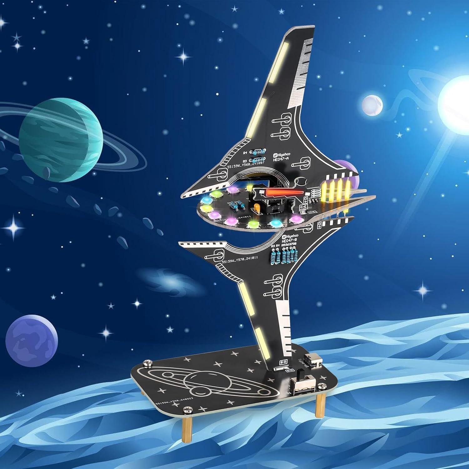 Kit DIY LED vaisseau spatial kit électronique design Spaceship, projet d'apprentissage & idée cadeau – Image 5