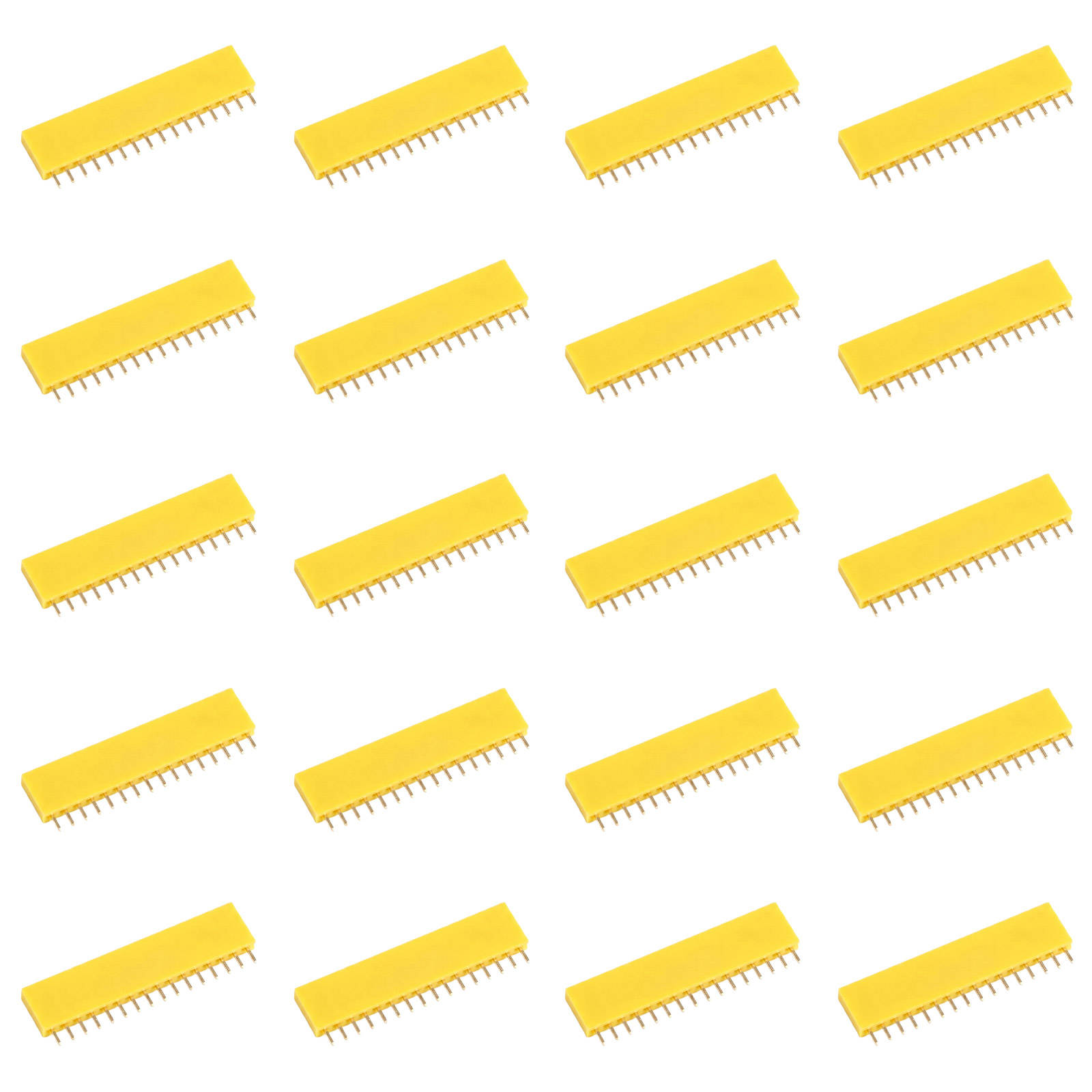 20x barrette femelle 16 broches 2,54 mm jaune
