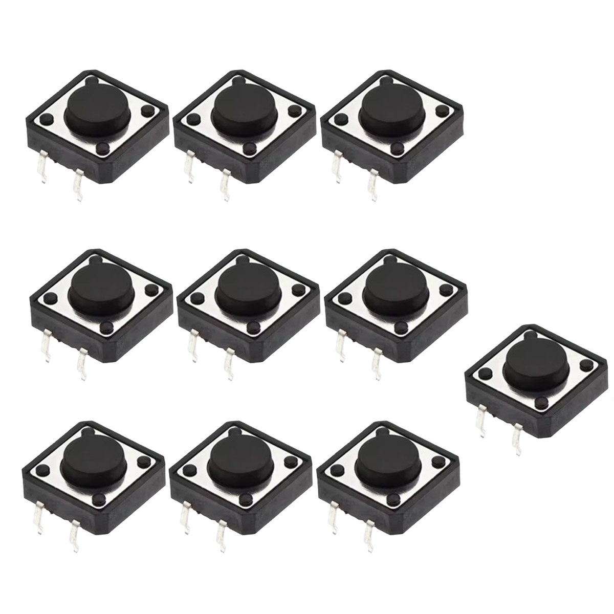 10x Boutons 12x12x5mm THT pression Microtaster 4 broches interrupteur momentané