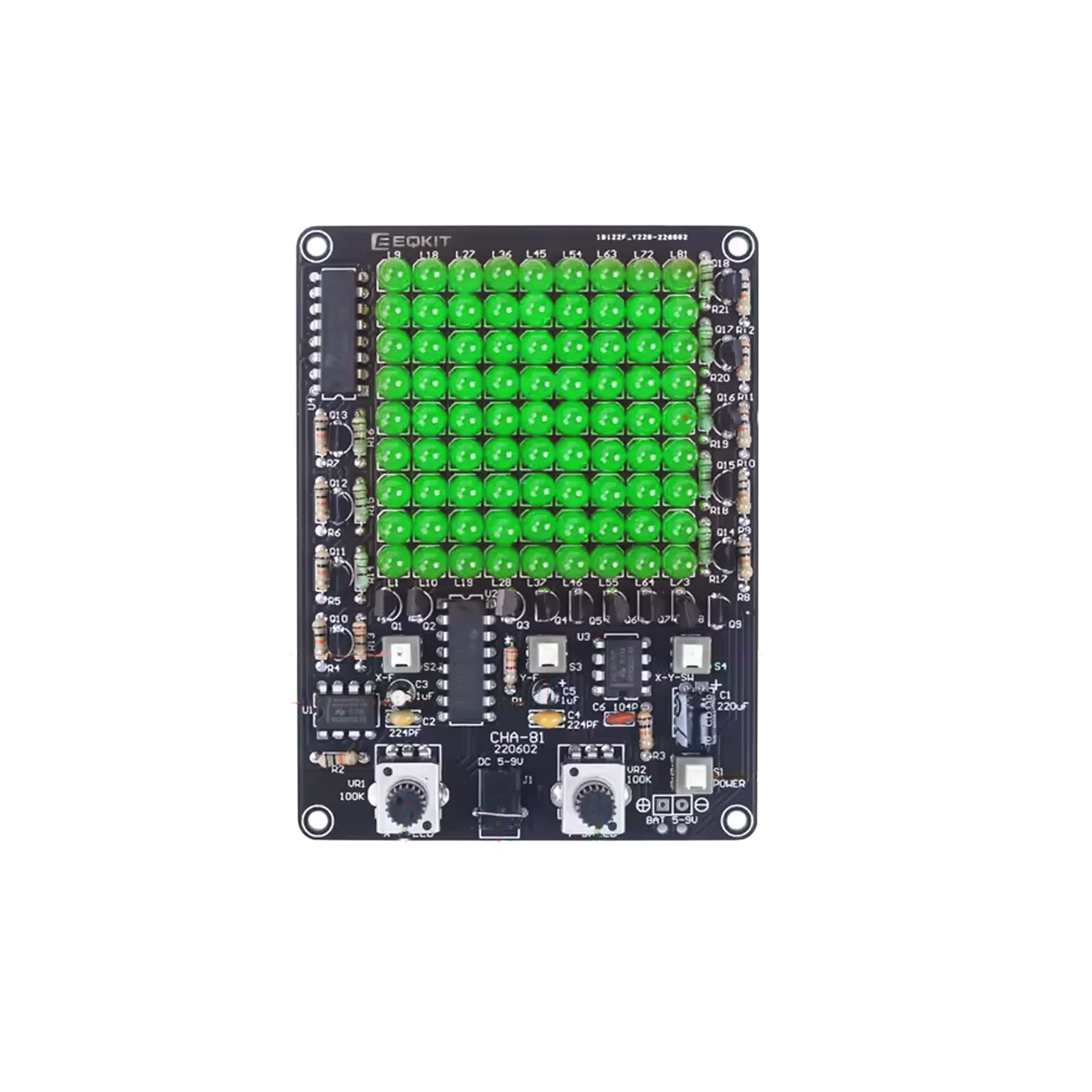 Kit jeu LED – Kit DIY de soudure avec 81 LED vertes et effet chenillard – Image 2