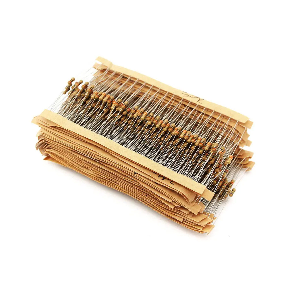1000 pièces résistances à couche de carbone 1/4W 1Ω ~ 3MΩ 50 valeurs