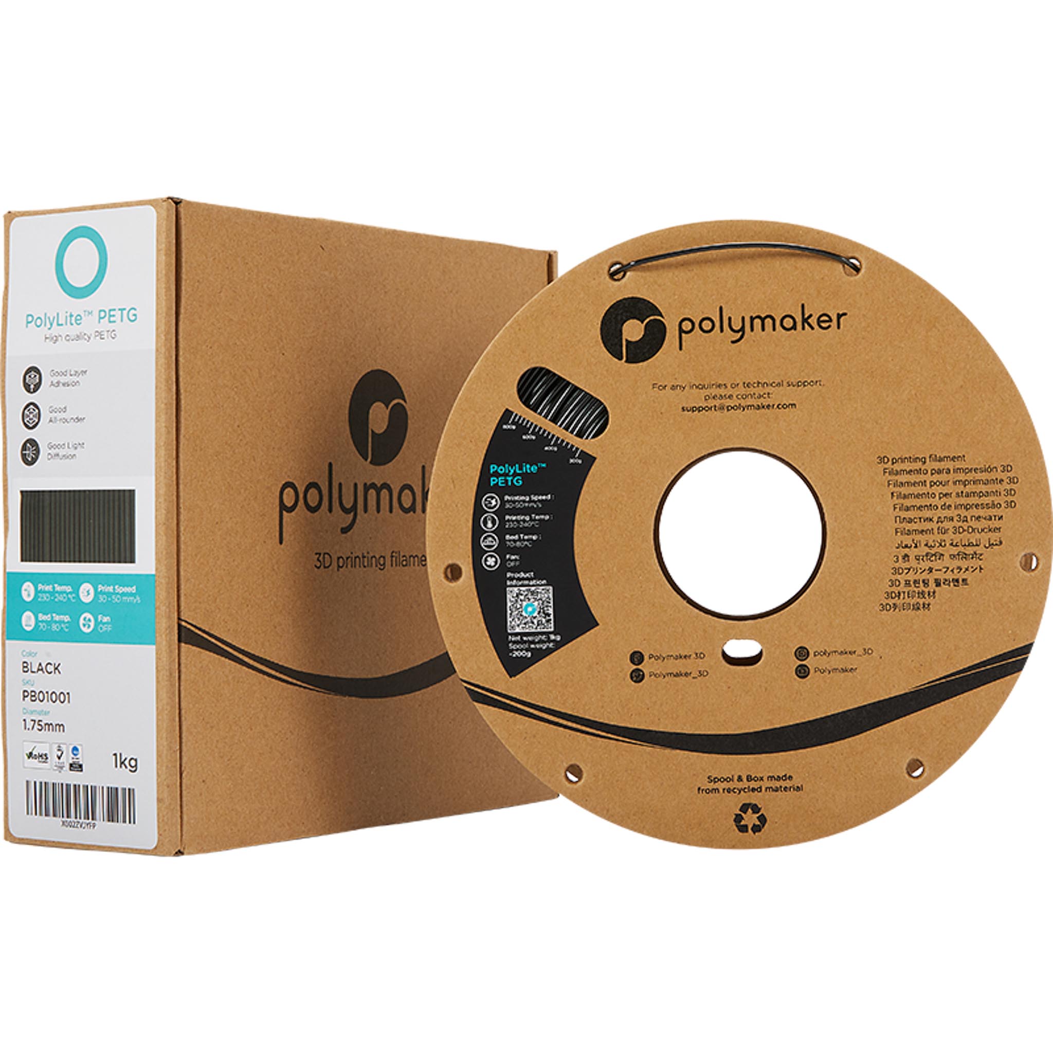 Filament Polymaker PolyLite PETG Noir 1,75 mm 1 kg – Image 7