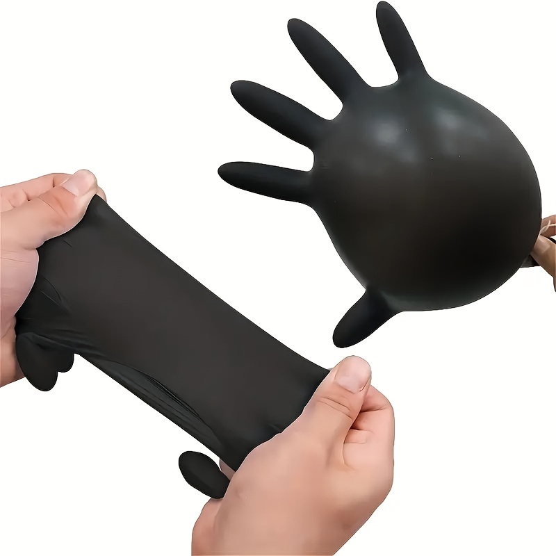 100 pièces Gants en nitrile noirs taille S gants jetables – Image 2