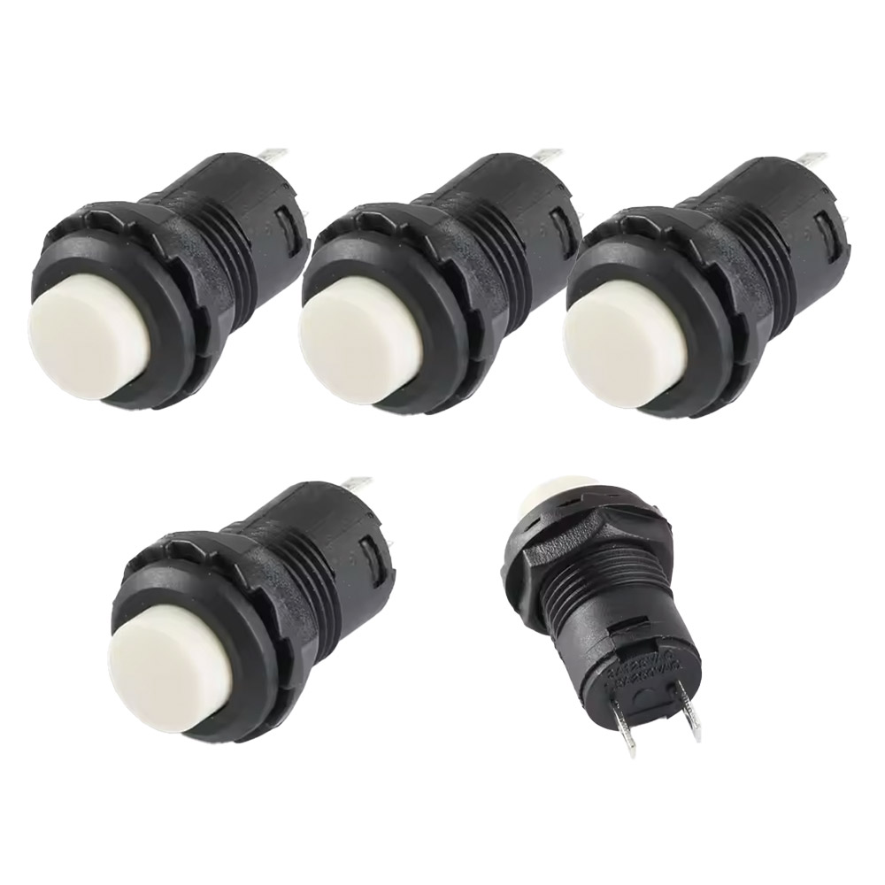 5x interrupteur poussoir auto-maintien 12 mm DS-428 blanc