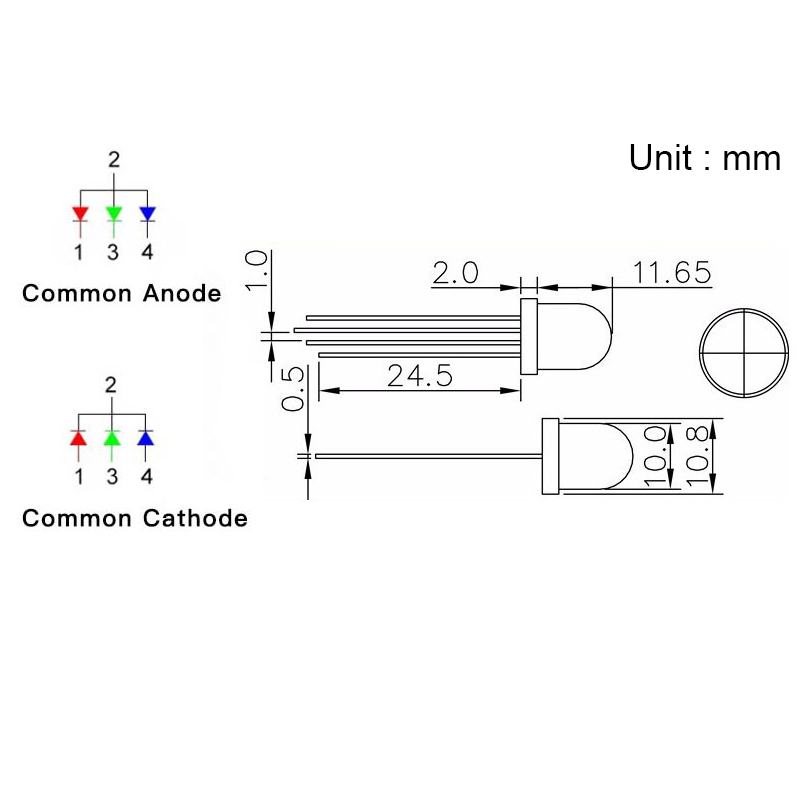 DEL RGB 10 mm (cathode commune) – Image 3