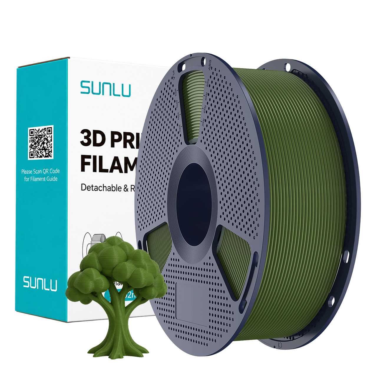 Filament Sunlu PLA mat 1,75 mm vert olive 1 kg