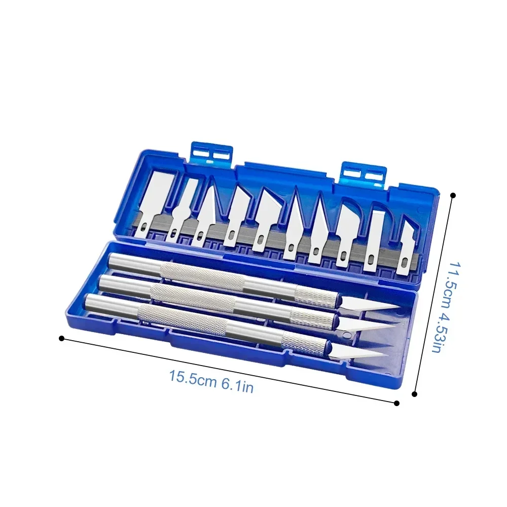 Kit de couteau de précision scalpel 13-en-1 avec 3 poignées & 13 lames dans étui – Image 5